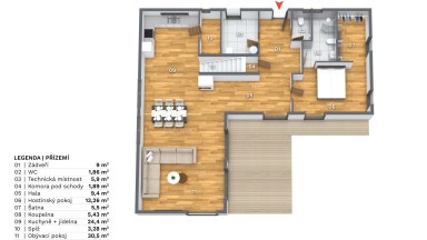 Prodej nízkoenergetické novostavby RD 5+kk, 191 m2 s pozemkem 803 m2 v obci Velká Lečice