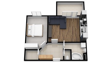 Pronájem bytu 2+kk/B, 45 m2 + balkon 7 m2, ulice V Honech, Klecany. 